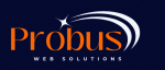 "Sleek, modern logo representing our web design company "ProbusWeb Design" with overlapping geometric shapes and vibrant color accents,"